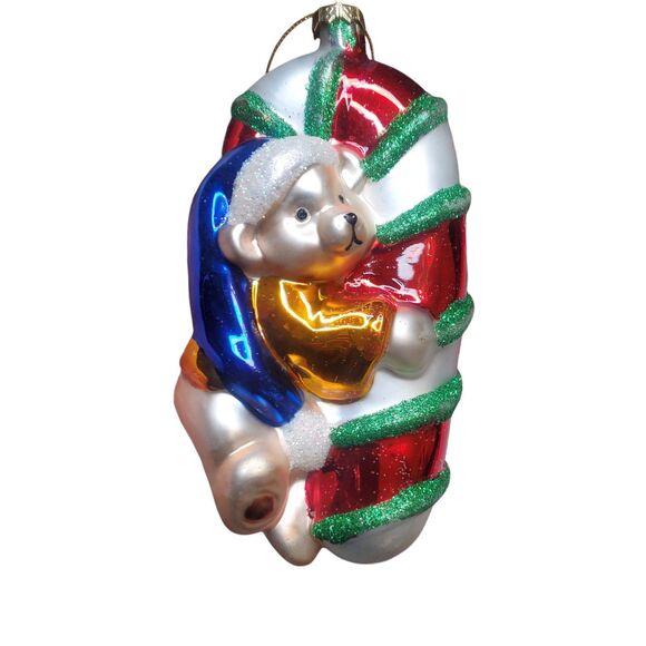 Vintage Blown Glass By Peschka  Puppy With Stocking 7" Christmas Ornament - Picture 1 of 4